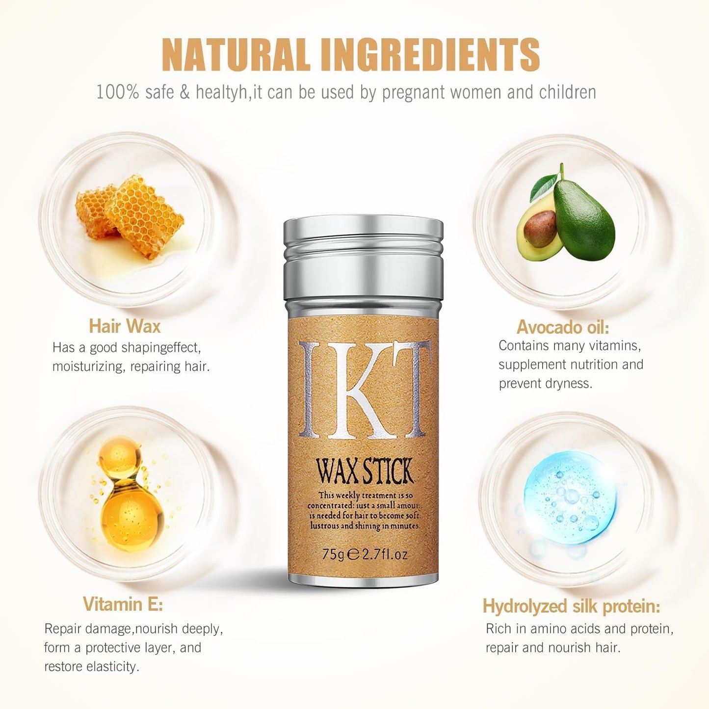 IKT Hair Wax Stick 2.7 Oz 75 Grams (Pack of 1)